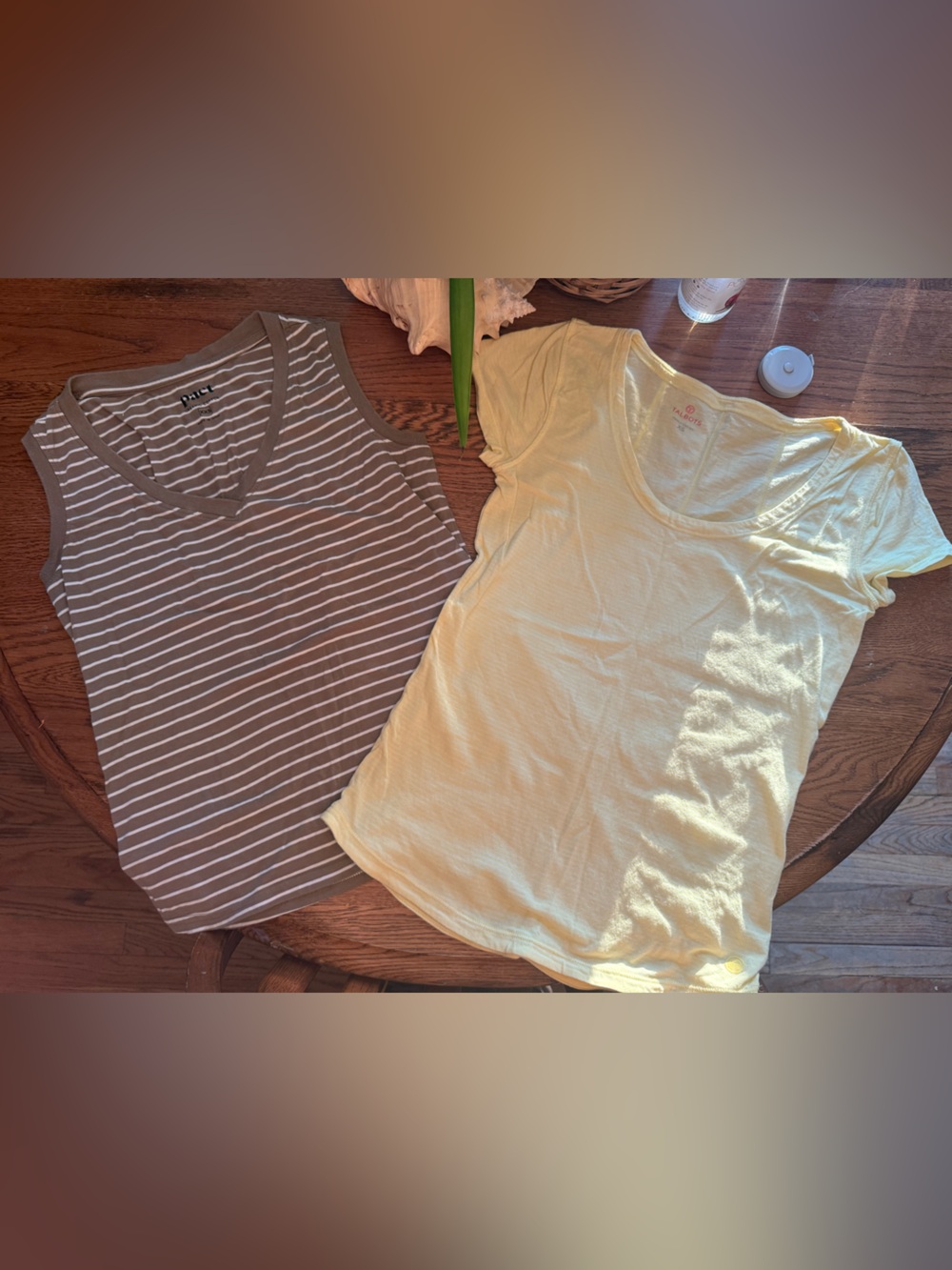 Pact Brown and White Striped Organic Cotton Tank
